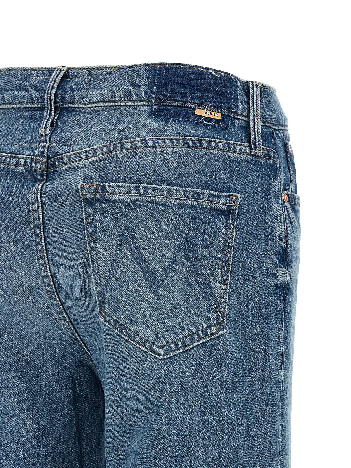 Mother Denim Blue Cotton Straight-Leg Jeans
