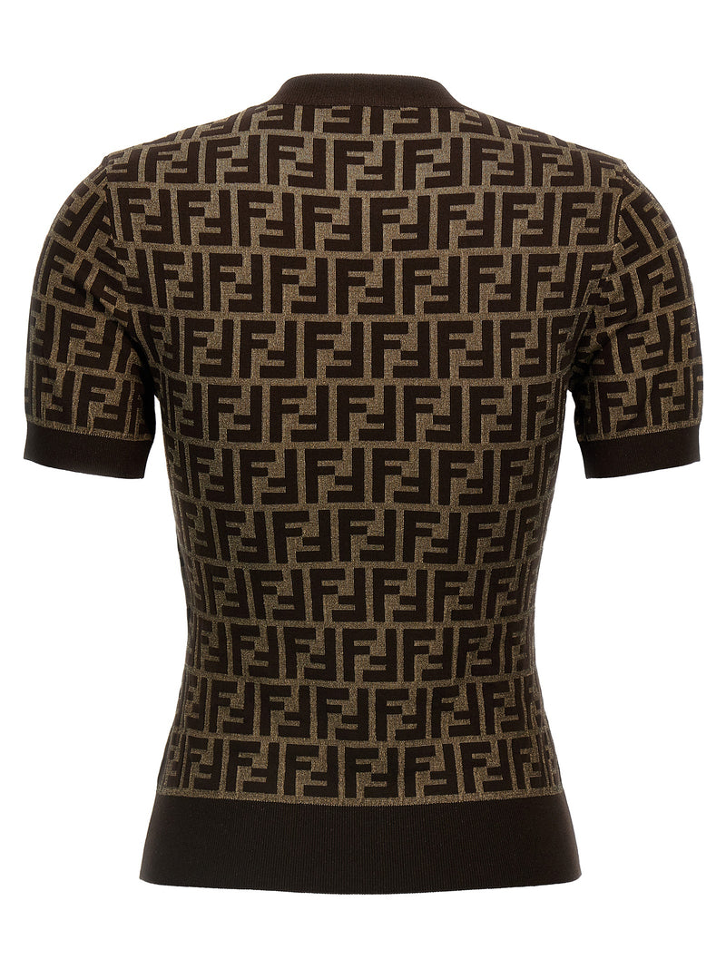 Fendi Brown Cotton Cardigan - Iconic FF Pattern
