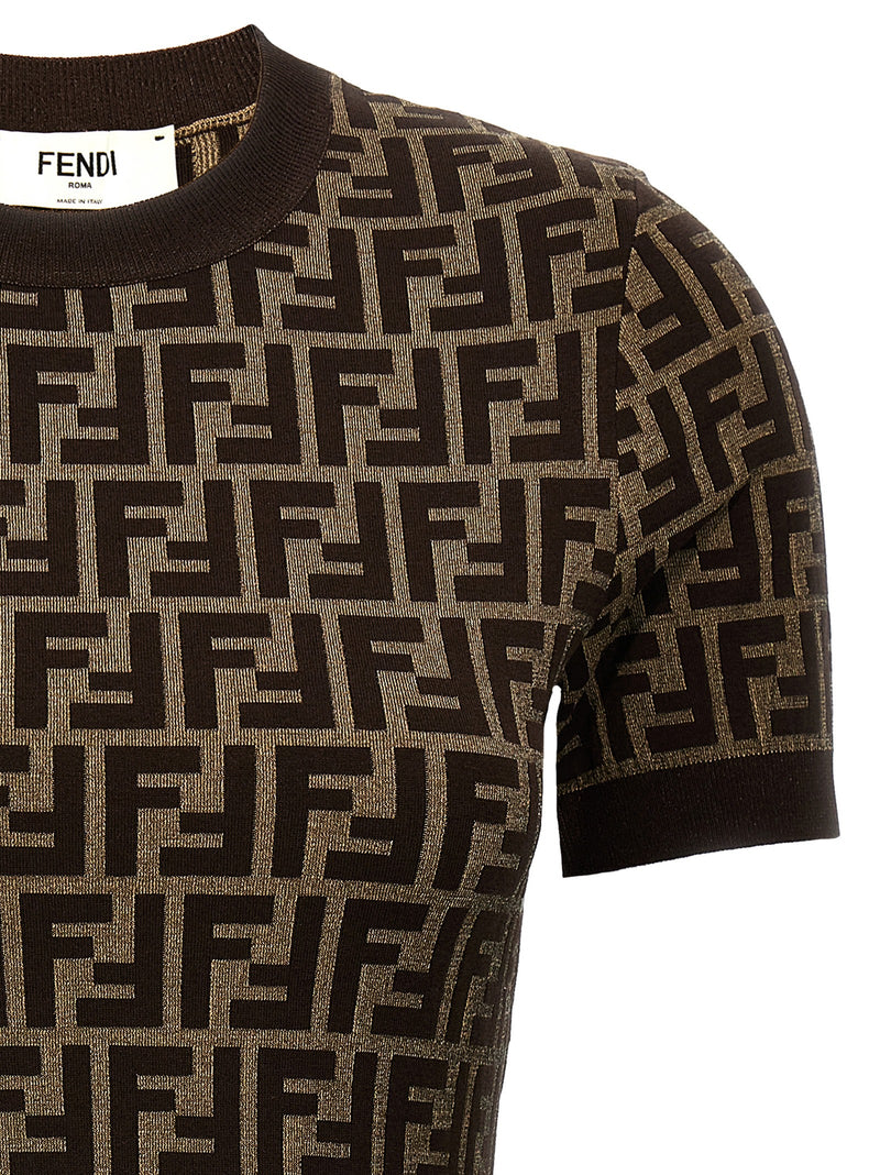 Fendi Brown Cotton Cardigan - Iconic FF Pattern