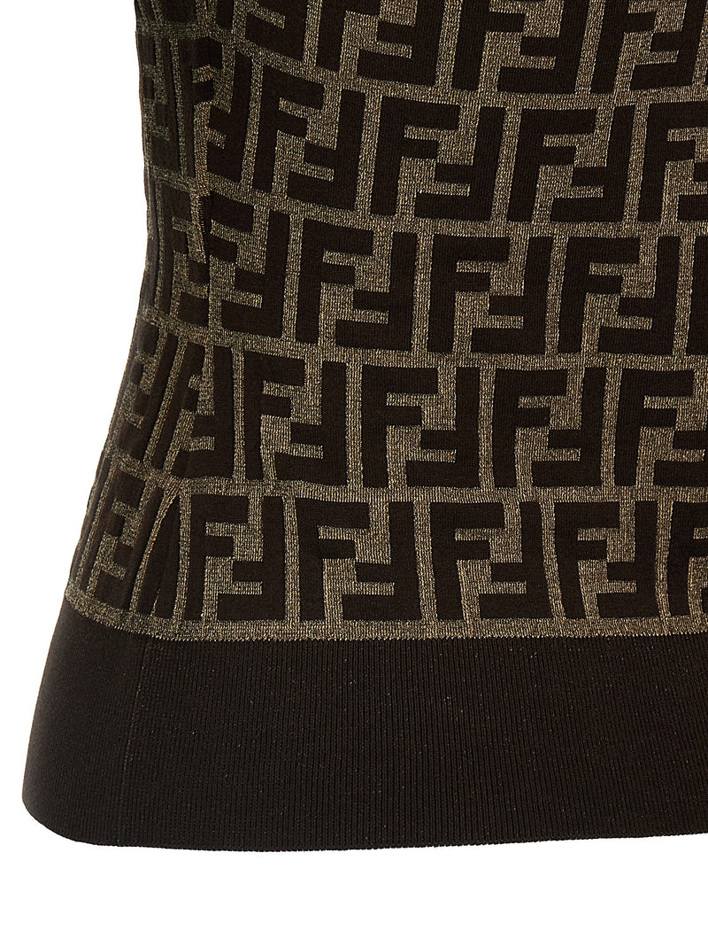 Fendi Brown Cotton Cardigan - Iconic FF Pattern
