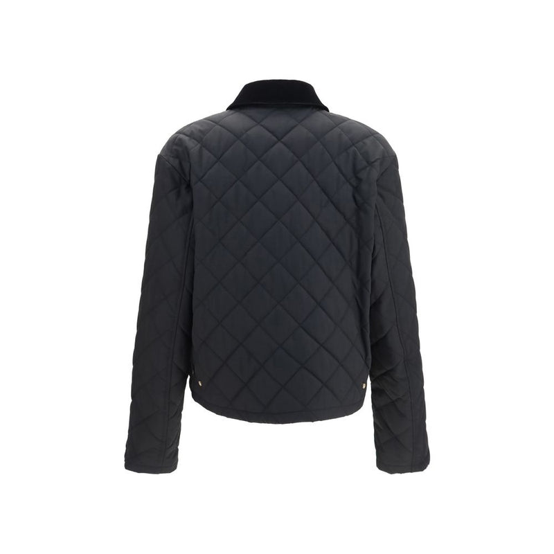 Ferragamo Black Cotton Full-Length Jacket with Gancini Buckles