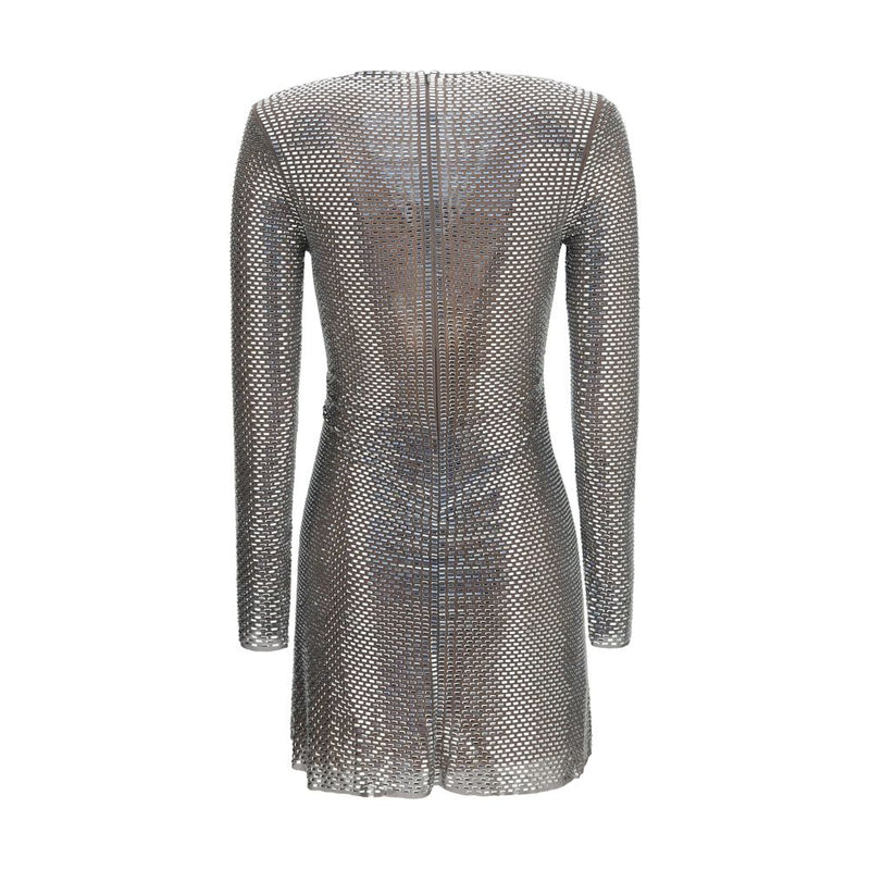Self-Portrait Silver Jewel-Detail Wrap Cocktail Dress