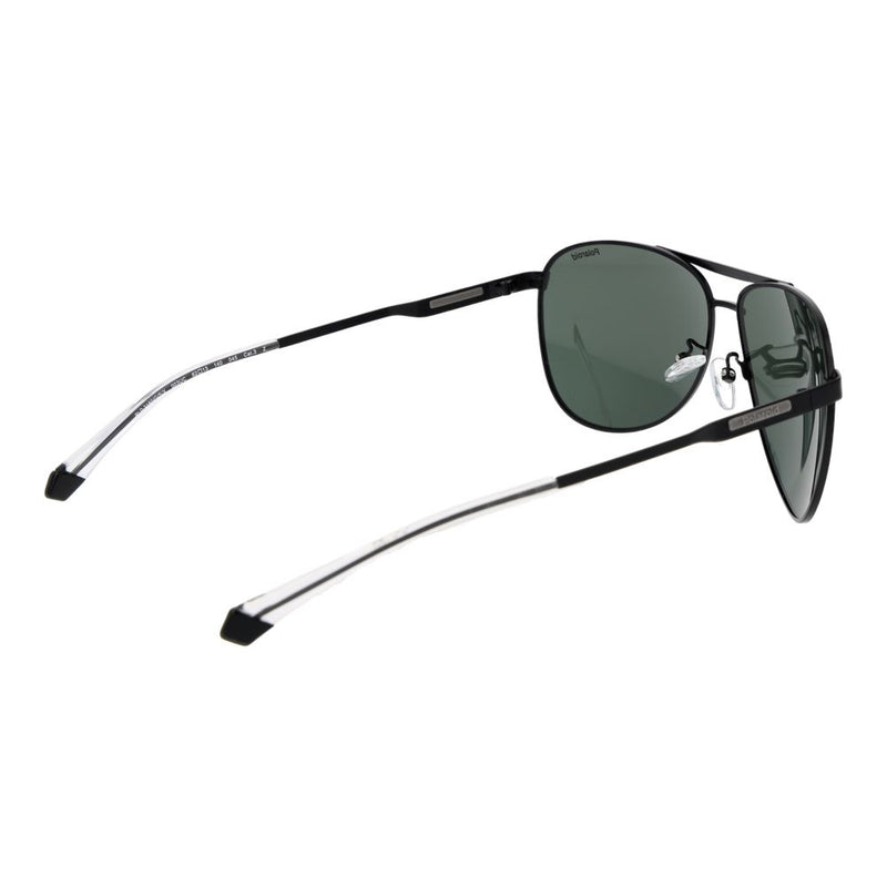 Lunettes de soleil Polaroid Aviateur en acier inoxydable noir