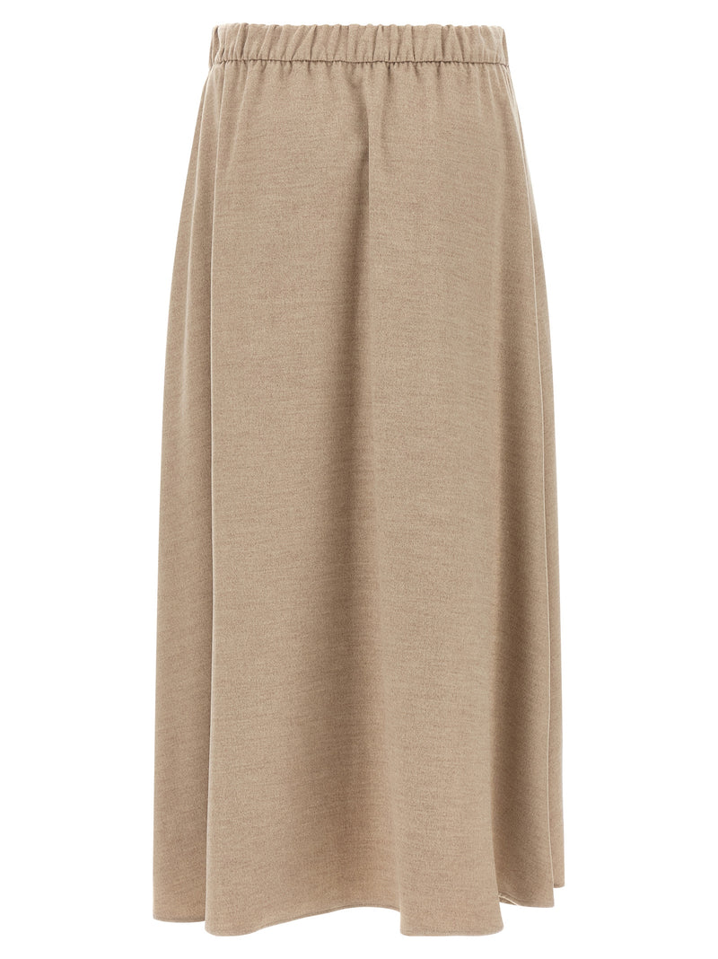 Herno Beige Polyester Midi Skirt - Elegant A-Line Design