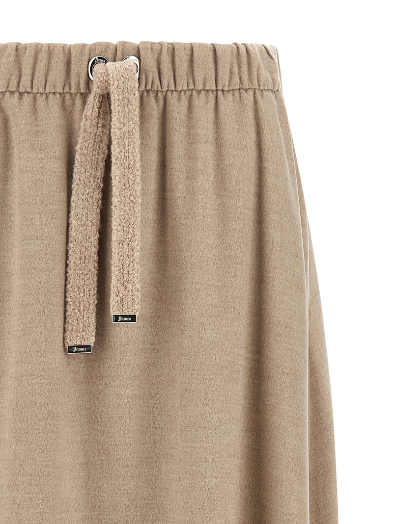 Herno Beige Polyester Midi Skirt - Elegant A-Line Design