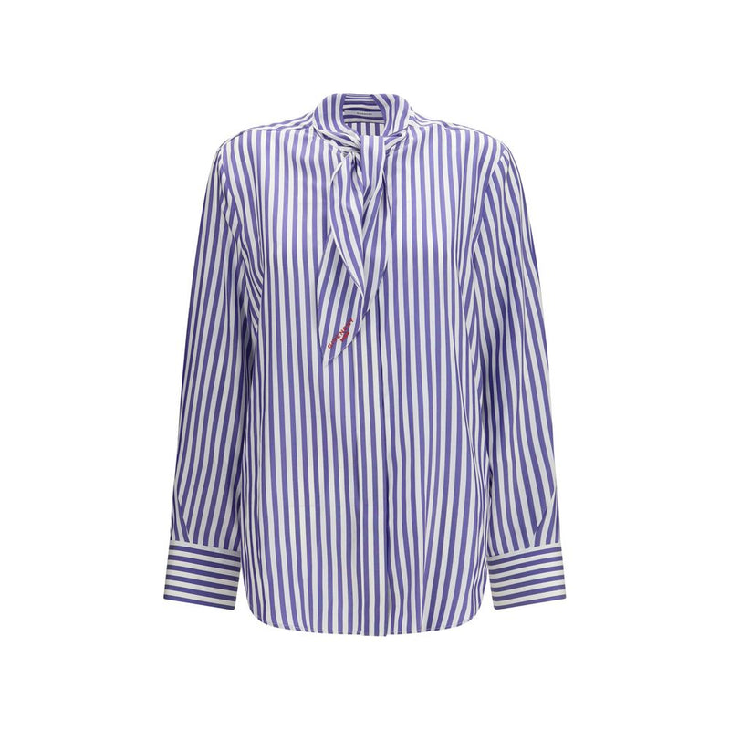 Givenchy Blue Silk Cocoon Shirt with Bow
