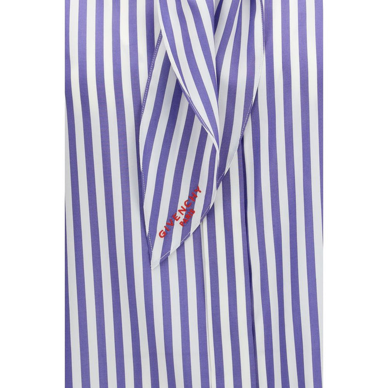 Givenchy Blue Silk Cocoon Shirt with Bow