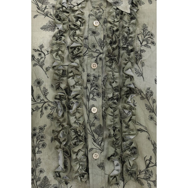 R13 Bicolor Viscose Blouse with Ruffle Detailing