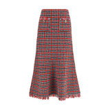 Self-Portrait Red Cotton Midi Skirt