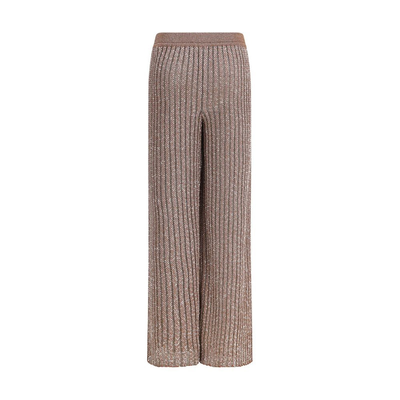 Missoni Brown Viscose Casual Pants - Elegant Chevron Design