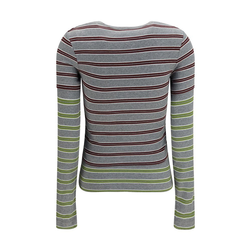 Ganni Gray Cotton Long Sleeve T-Shirt for Women