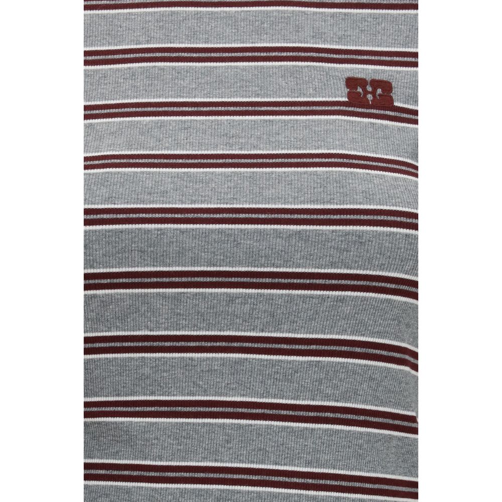 Ganni Gray Cotton Long Sleeve T-Shirt