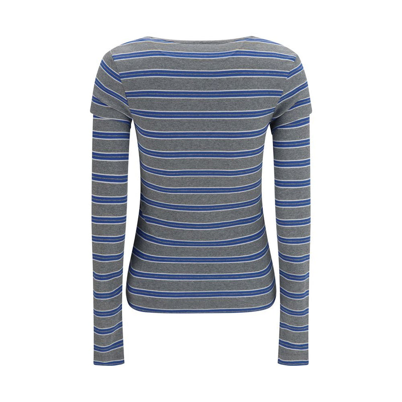 Ganni Gray Cotton Long Sleeve T-Shirt for Women