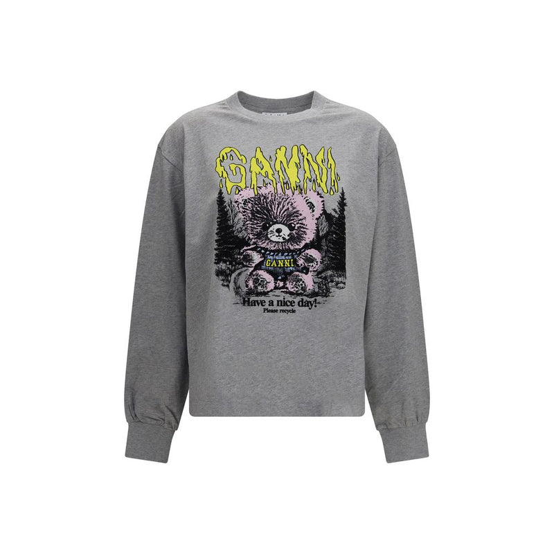 Ganni Isoli Teddy Forest Sweatshirt en Coton Gris