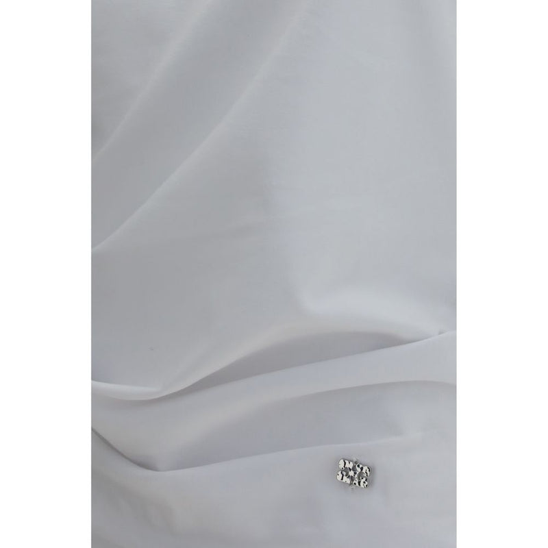 Ganni White Cotton Asymmetric Draped Shirt