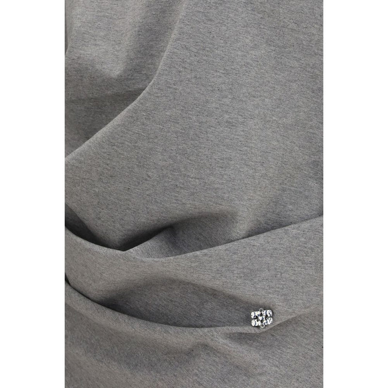 Ganni Gray Cotton Pattern Shirt - Asymmetric Draped Design