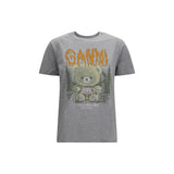 Ganni Gray Cotton T-Shirt