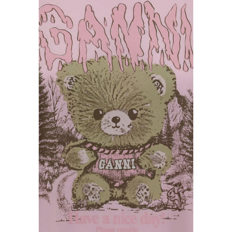 Ganni Multicolor Cotton T-Shirt - Teddy Forest Design