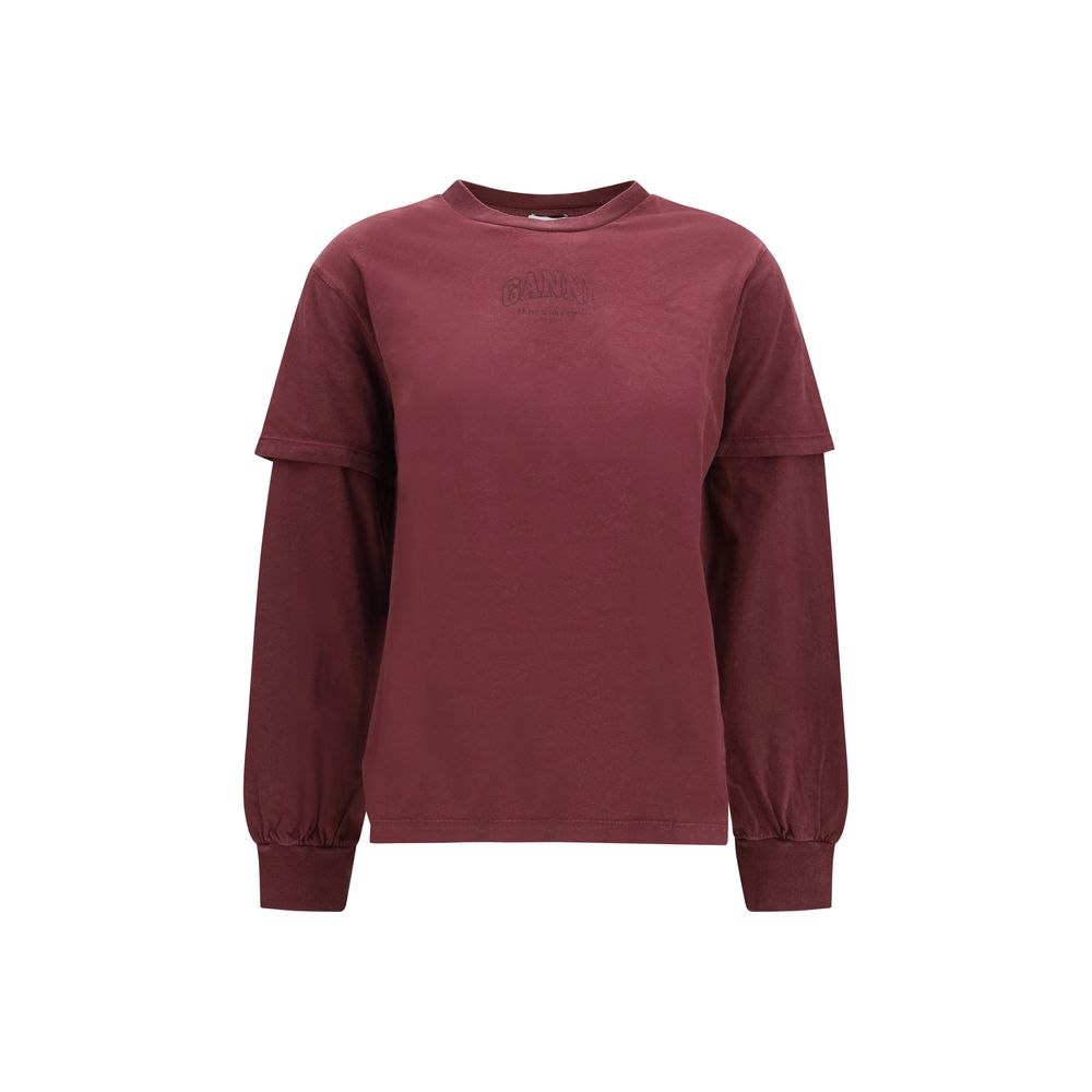 Ganni Bordeaux Cotton Sweatshirt