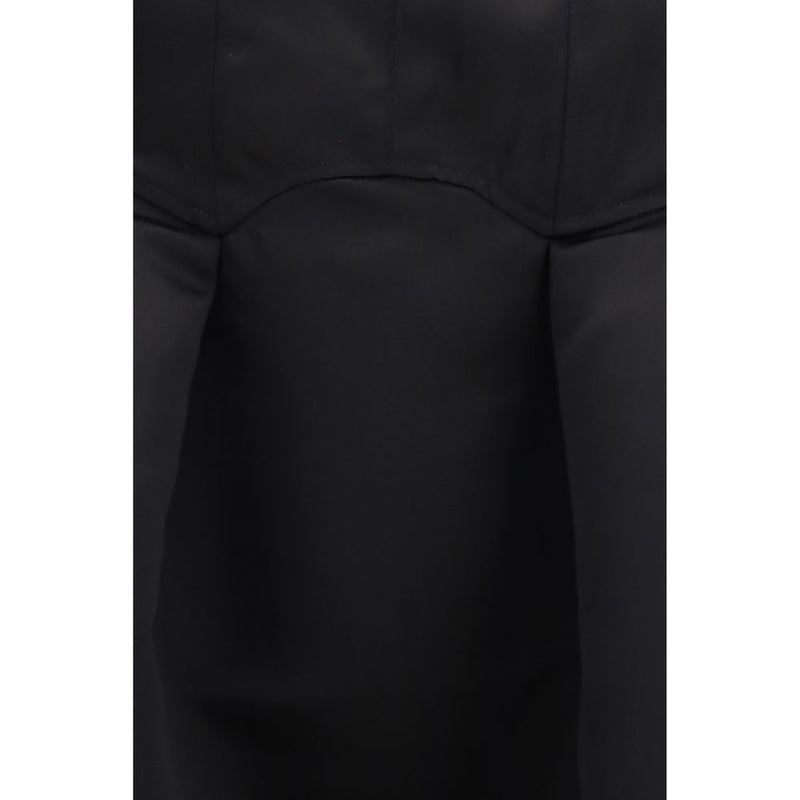 Ganni Duchesse Satin Black Midi Dress with Corset