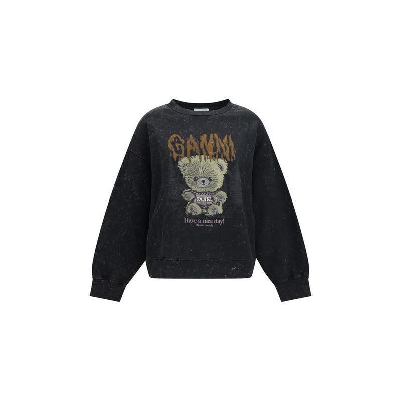 Ganni Isoli Forest Teddy Gray Cotton Sweatshirt