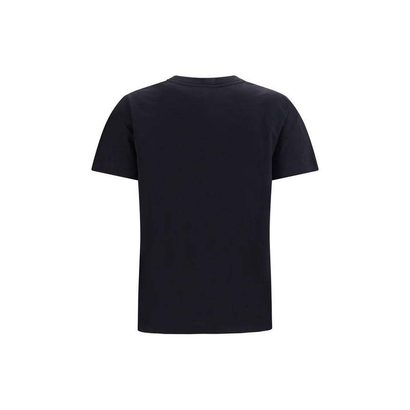 Ganni Gray Cotton T-Shirt with Mushroom Teddy Graphic