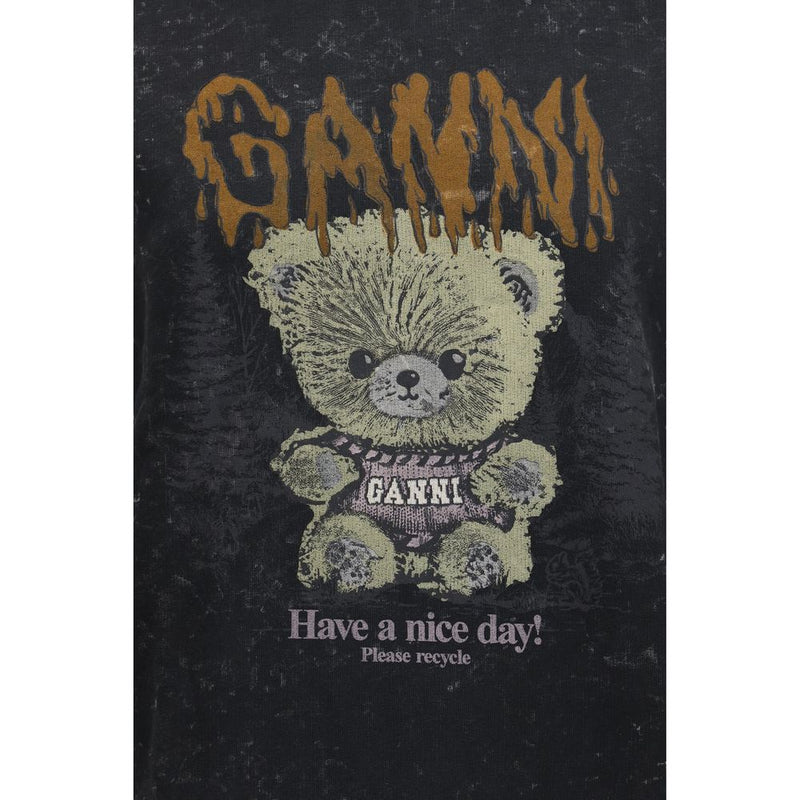 Ganni Isoli Forest Teddy Gray Cotton Sweatshirt