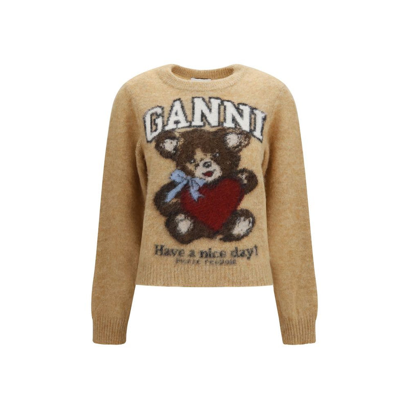 Ganni Beige Polyamide Sweatshirt with Alpaca Blend
