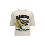 Ganni Beige Alpaca Vicugna Pacos T-Shirt