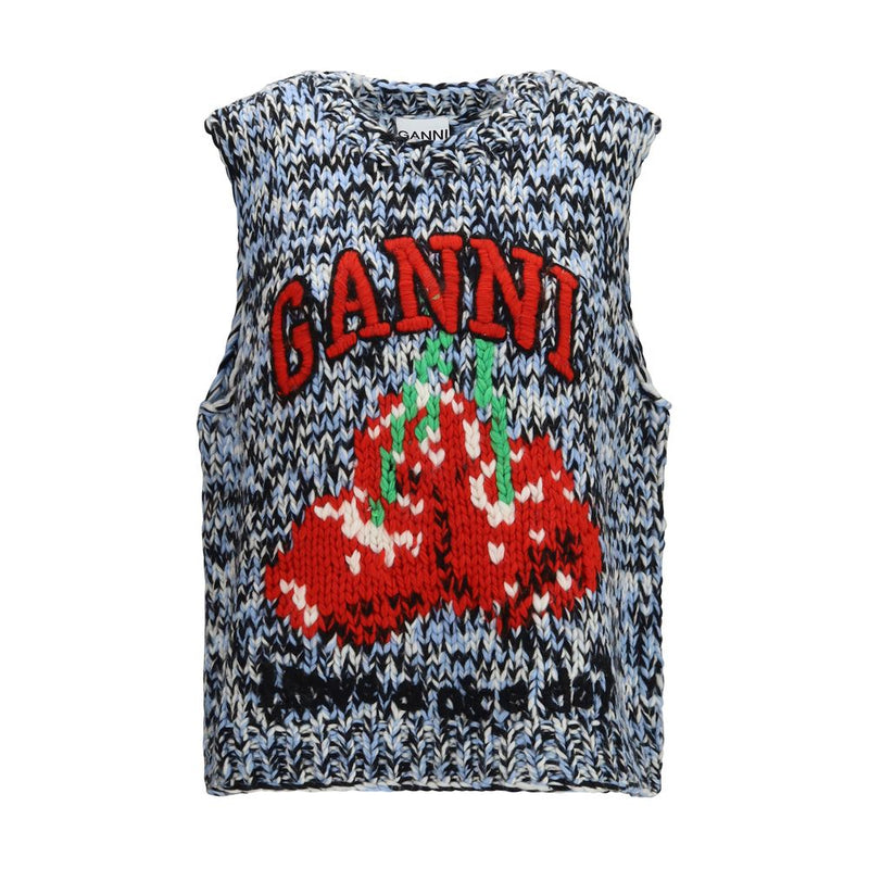 Ganni Multicolor Wool Ovis Aries Sleeveless Sweater
