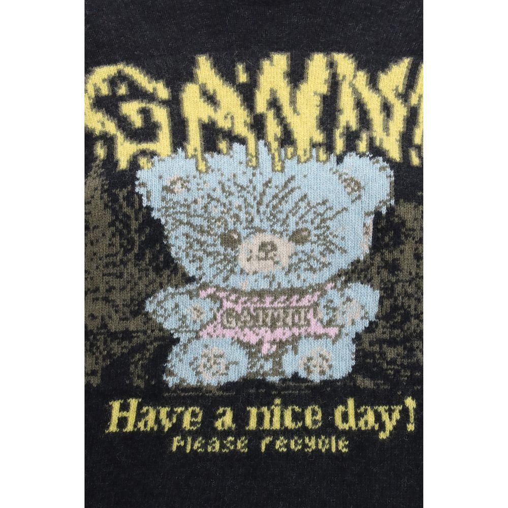 Ganni Black Recycled Wool Sweatshirt