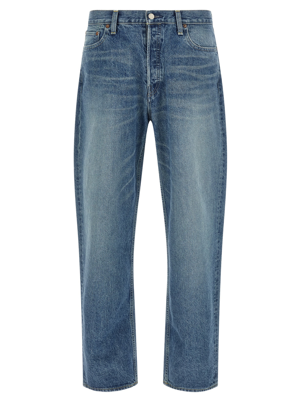 SSSTEIN Blue Cotton Tapered Jeans