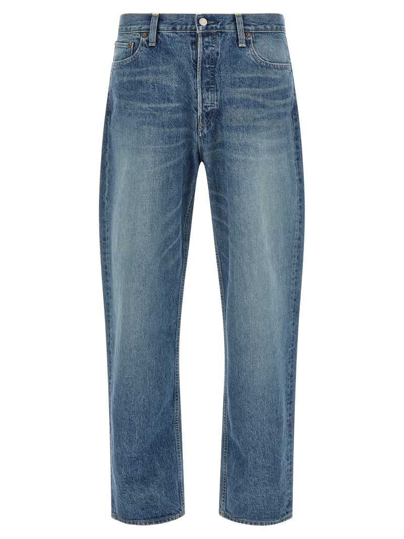 SSSTEIN Blue Cotton Tapered Jeans for Men