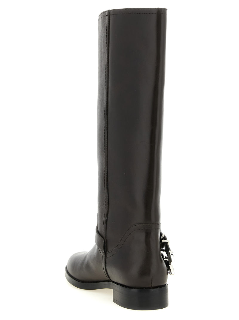 PINKO Black Cowhide Over The Knee Boots - Cheval Model