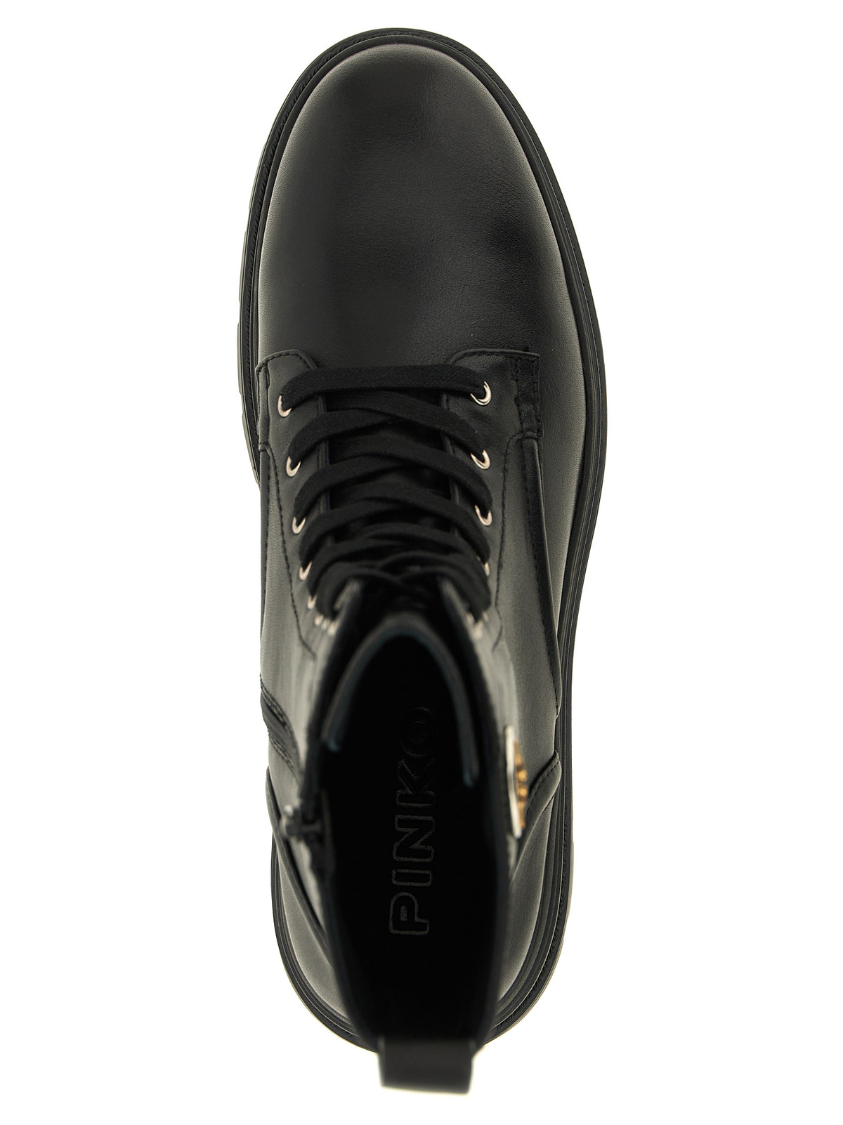 PINKO Black Cowhide Lace-Up Boots