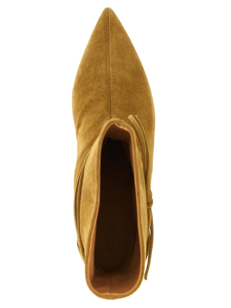 ODISSI Gemma Beige Calfskin Ankle Boots for Women