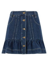 FARM RIO Blue Cotton Long Skirt