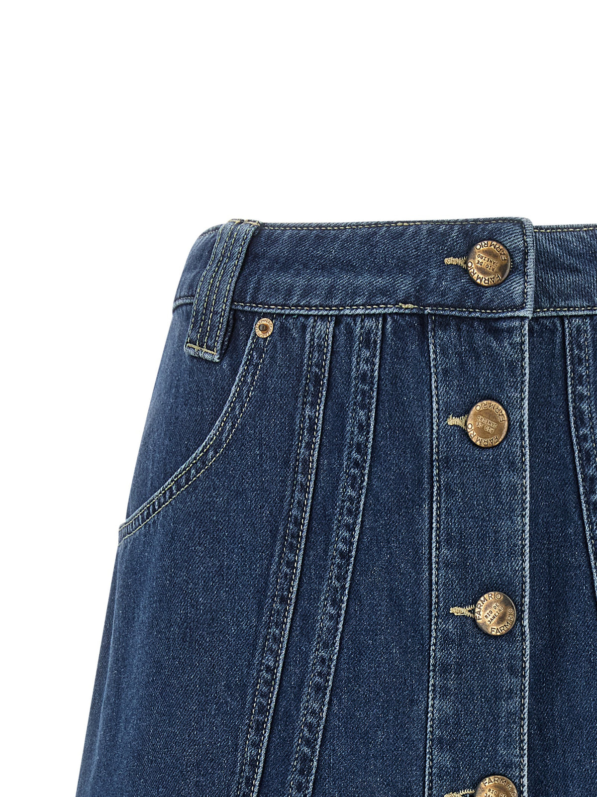 FARM RIO Blue Cotton Long Skirt