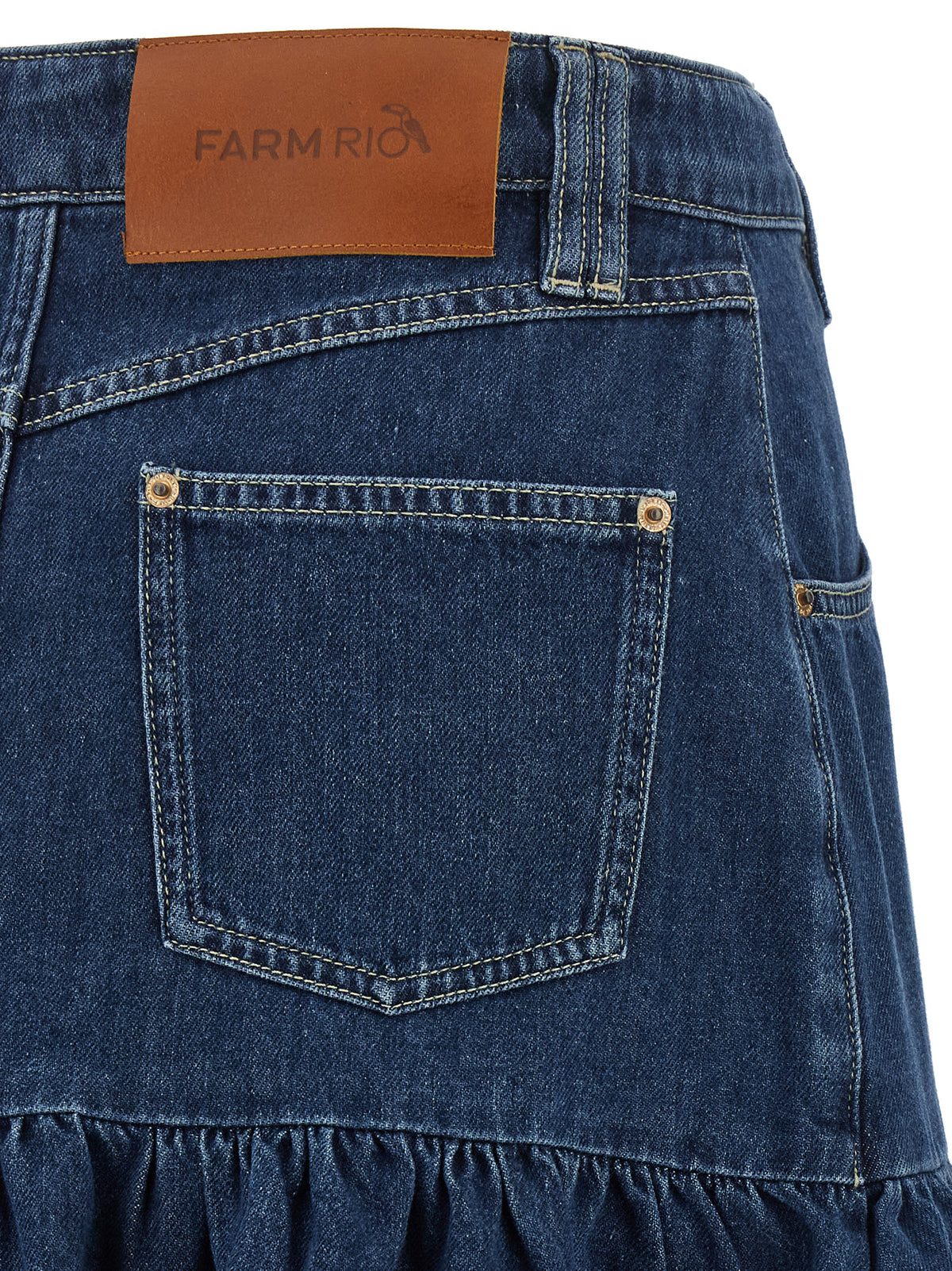 FARM RIO Blue Cotton Long Skirt