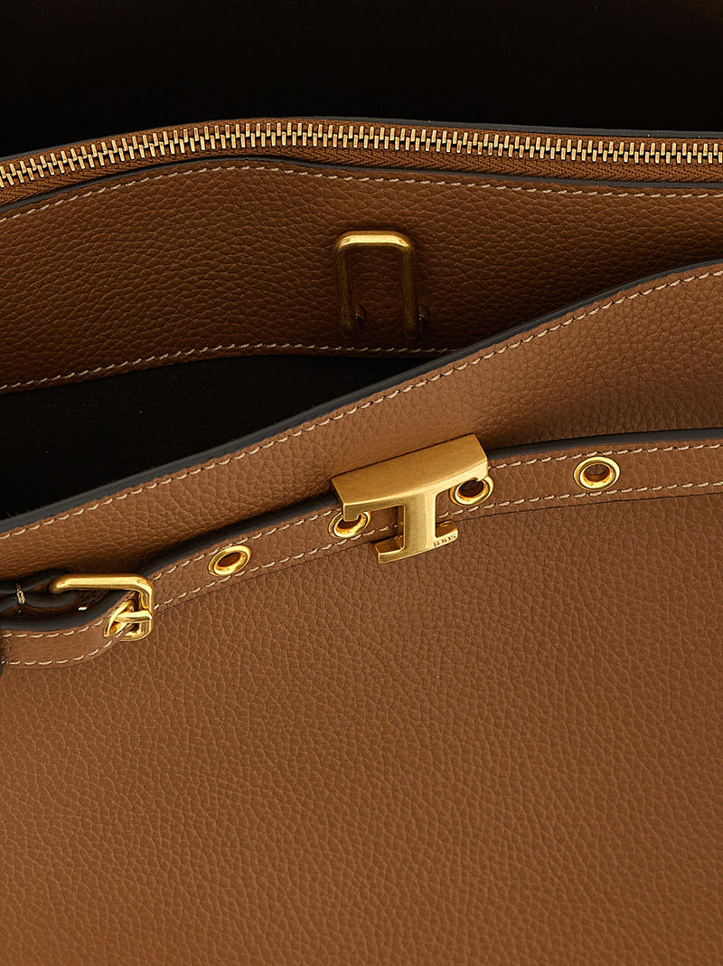 Tod's Tim Top Handle Piccola Brown Calfskin Handbag