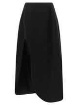 Jil Sander Black Virgin Wool Midi Skirt