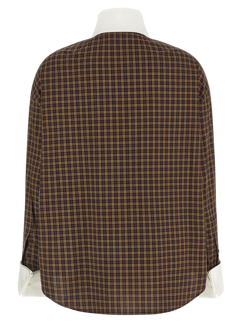 Marni Brown Cotton Blouse - Elegant Poplin Check Shirt
