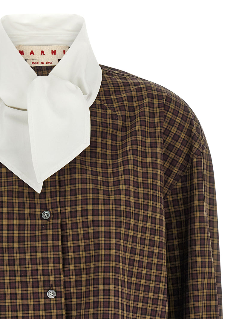 Marni Brown Cotton Blouse - Elegant Poplin Check Shirt