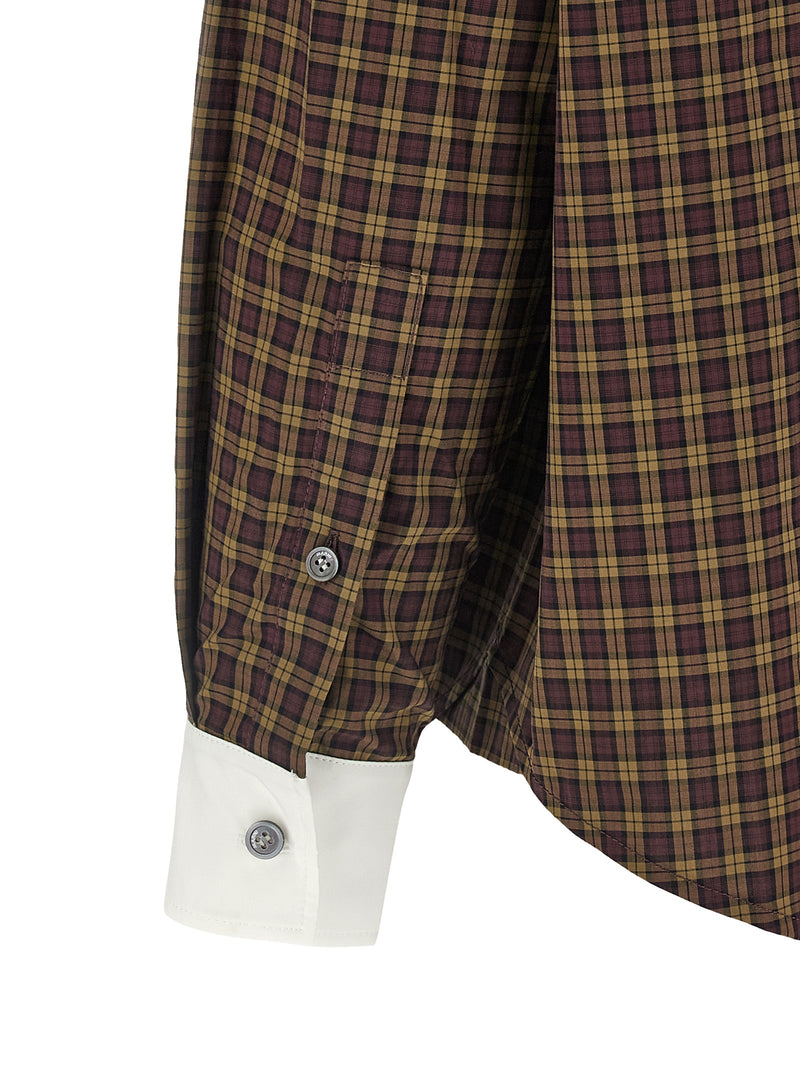 Marni Brown Cotton Blouse - Elegant Poplin Check Shirt