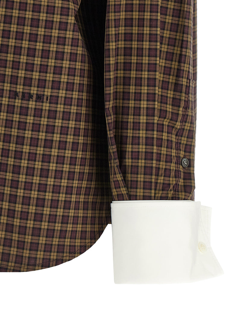 Marni Brown Cotton Blouse - Elegant Poplin Check Shirt