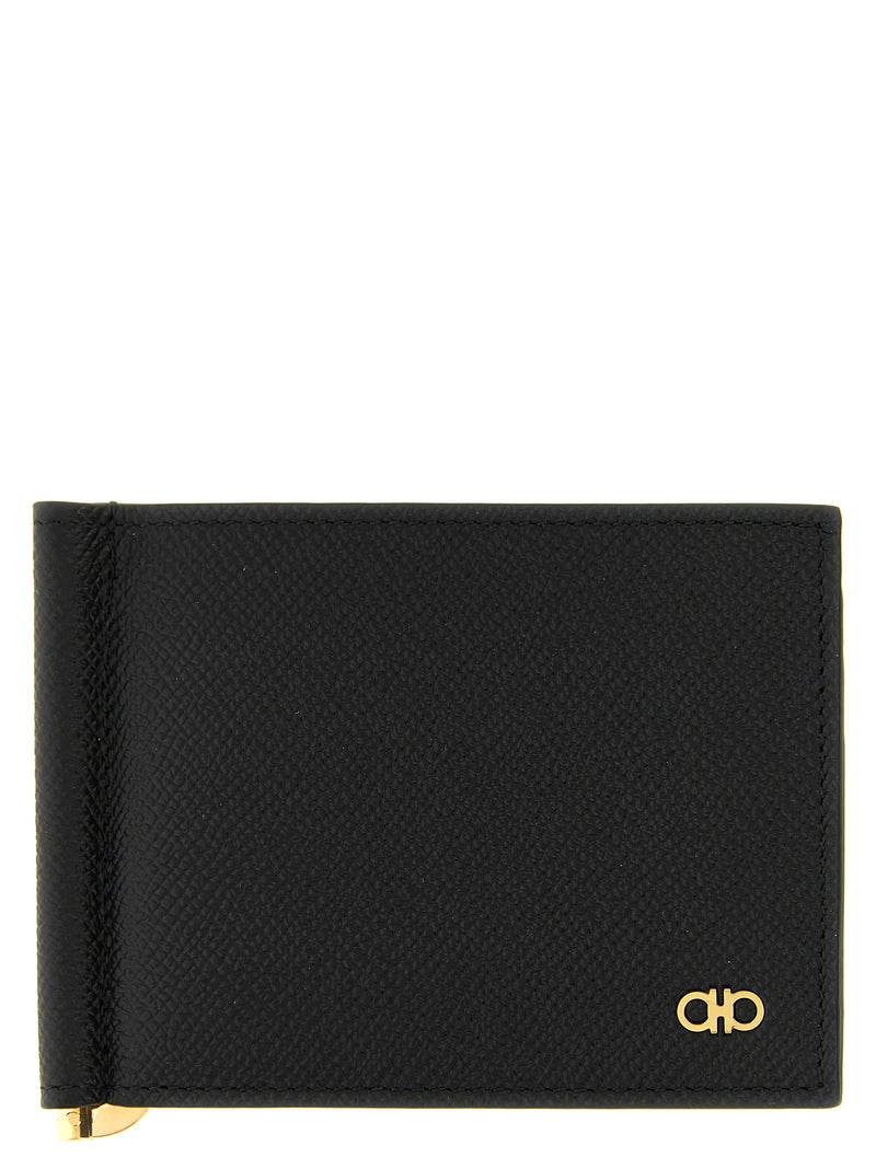 Ferragamo Black Calfskin Money Clip - Luxury Italian Wallet