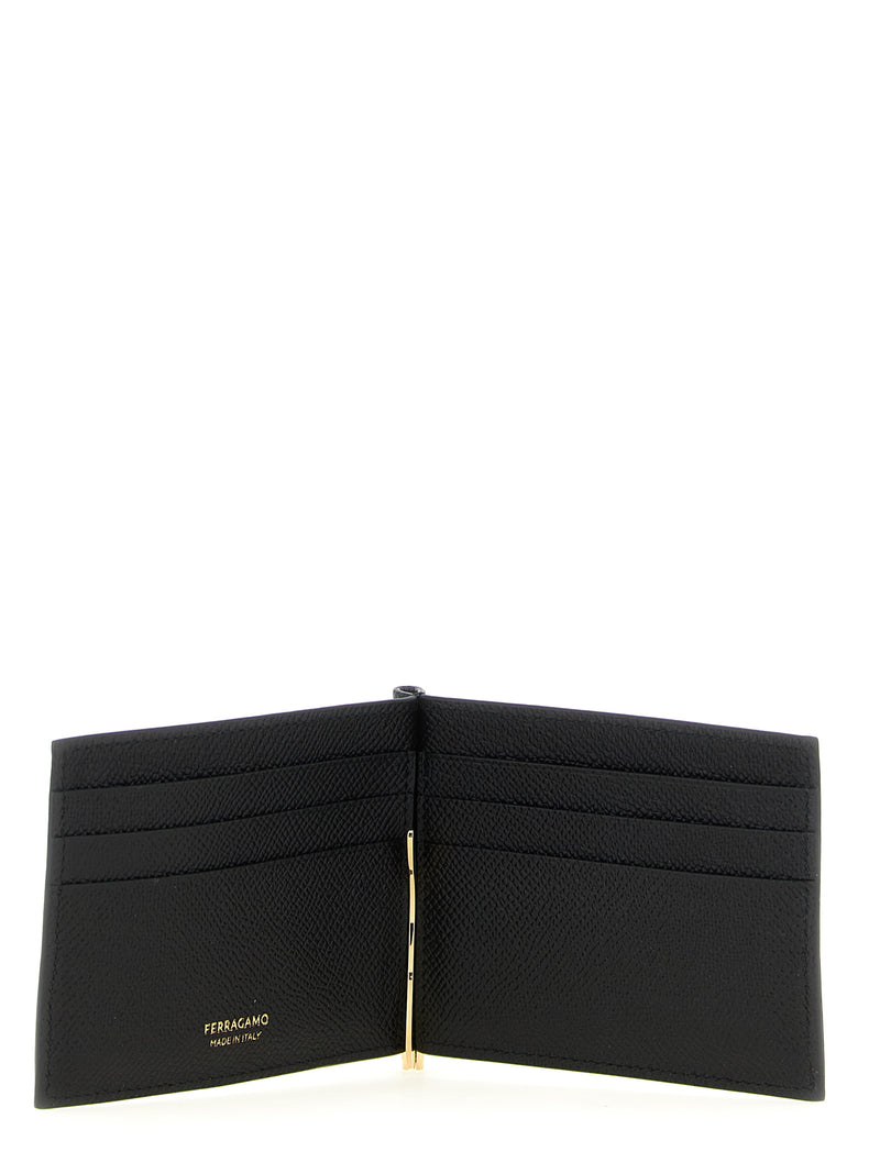 Ferragamo Black Calfskin Money Clip - Luxury Italian Wallet