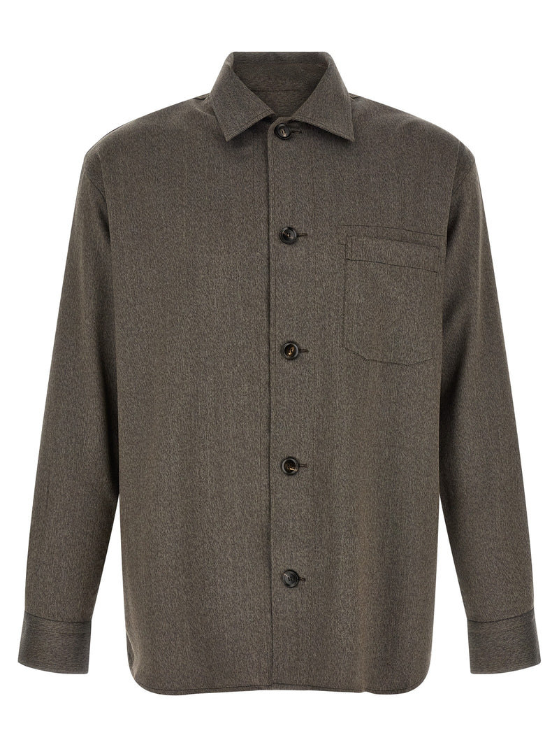 Brioni Brown Wool Blouse - Workwear Shirt for Men