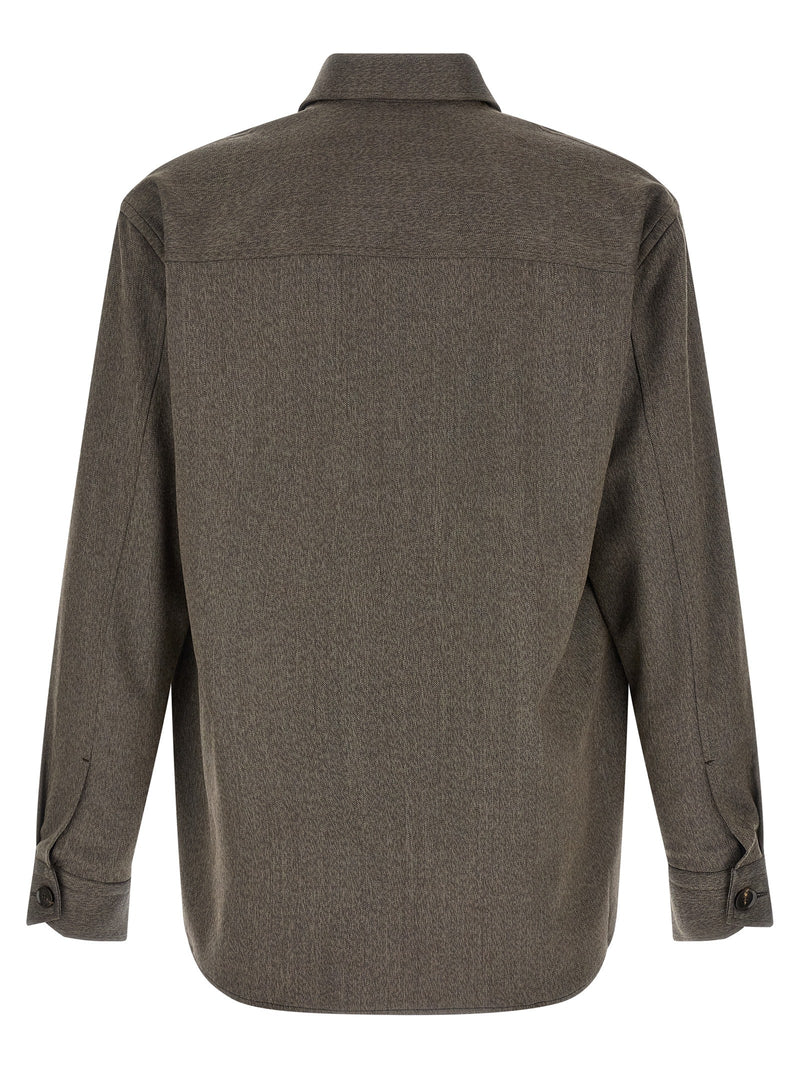 Brioni Brown Wool Blouse - Workwear Shirt for Men