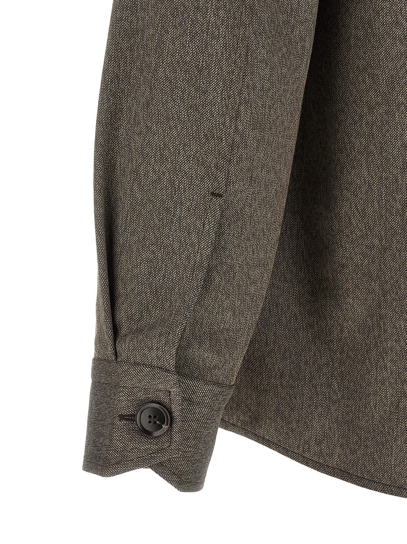 Brioni Brown Wool Blouse - Workwear Shirt for Men